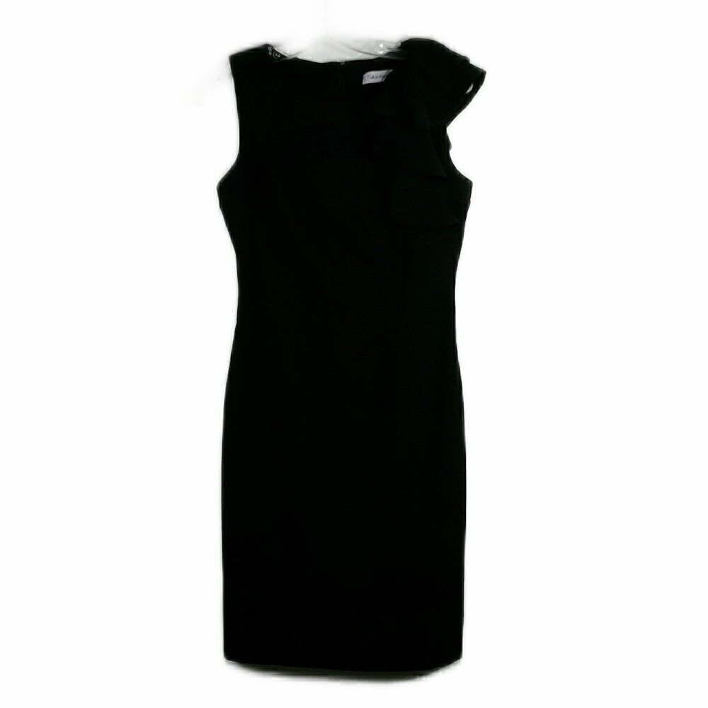 Calvin Klein - Black Sleeveless Ruffle Neck Dress - Size2